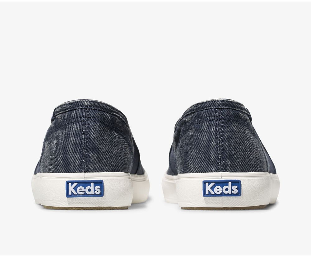 Womens Keds Slip Ons - Clipper Washed Solids - Navy - 0175-DETWB